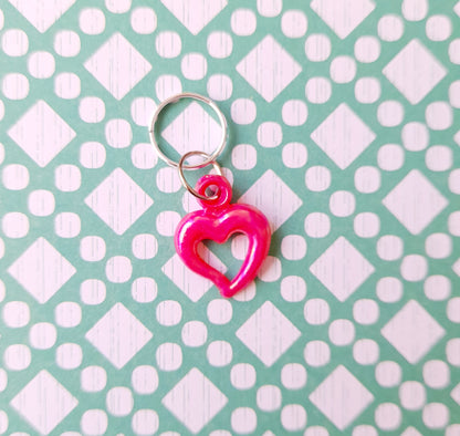 Funky heart stitch markers