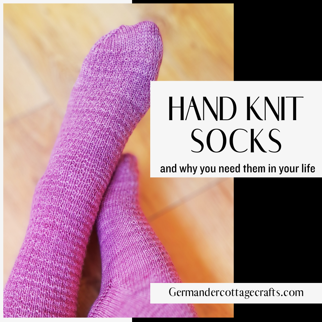 Why you should try hand knit socks today. The benefits of knitting your own socks with natural fibres vs store bought socks. Why handmade socks are the best socks 
