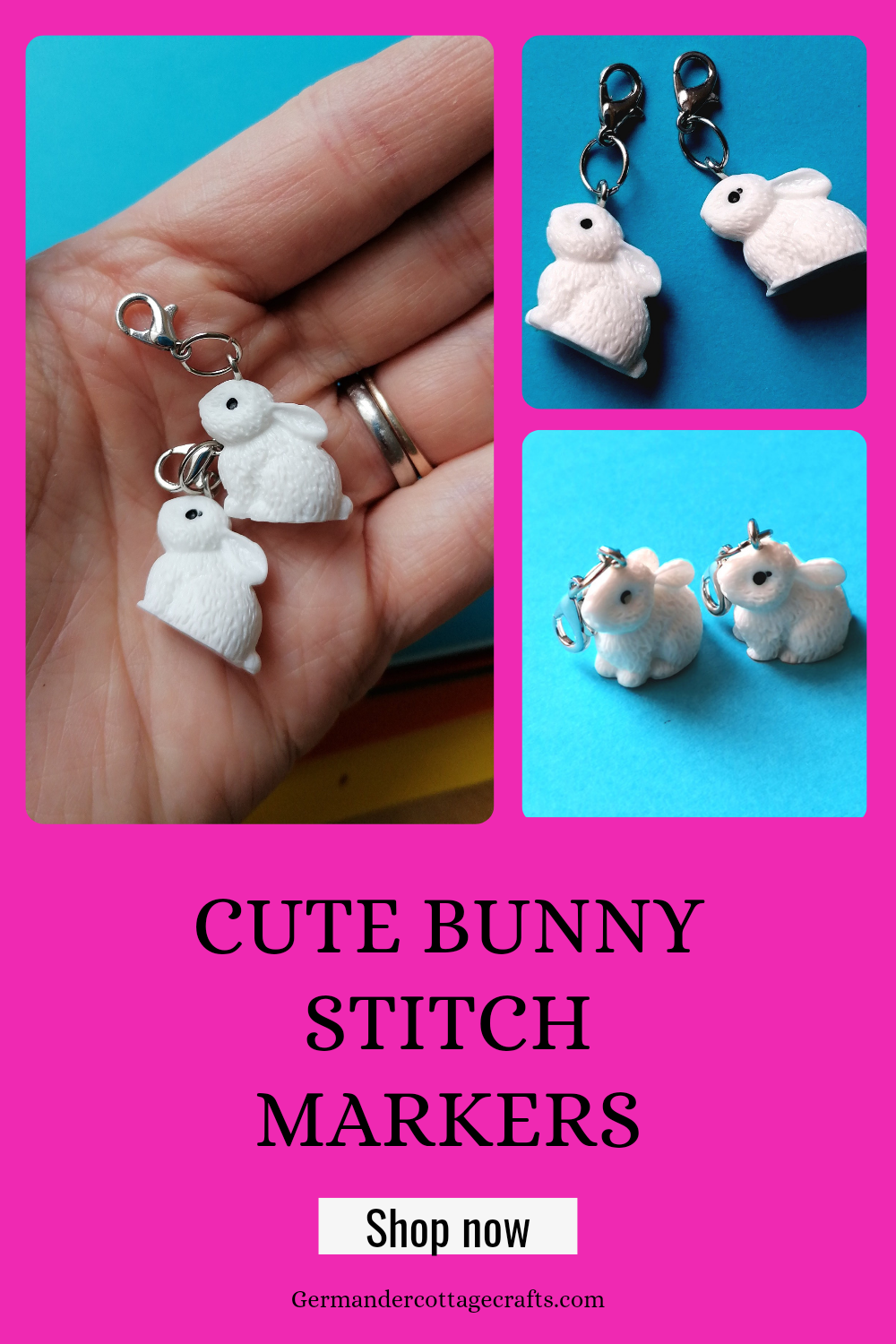 Bunny stitch marker set of 2. Cute handmade stitch markers.