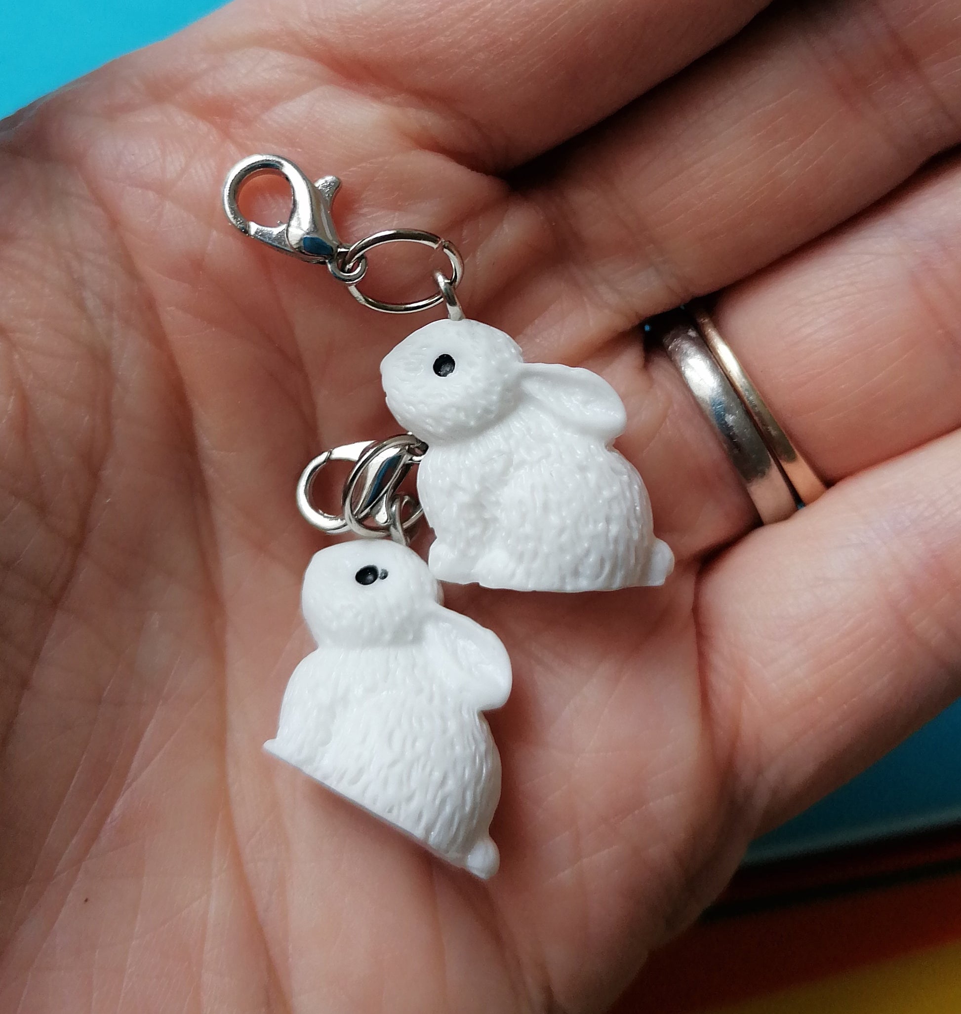 Bunny rabbit knit markers for knitting and crochet. Rabbit progress keepers. Ideal gift for knitters. 