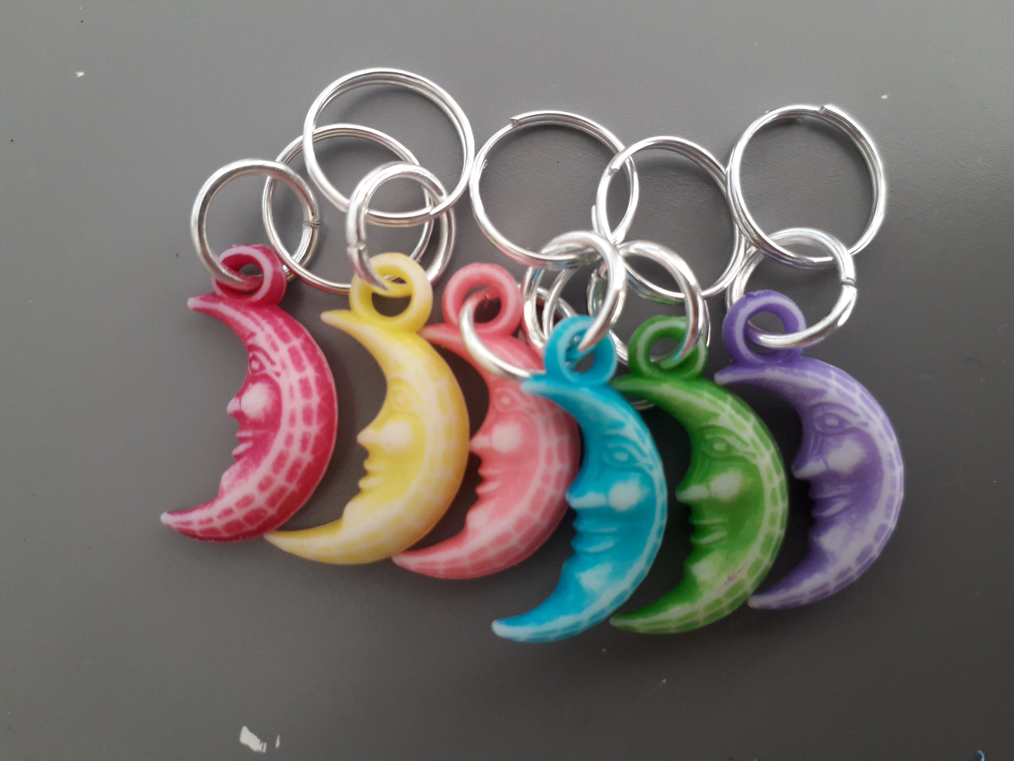 Crescent moon stitch markers