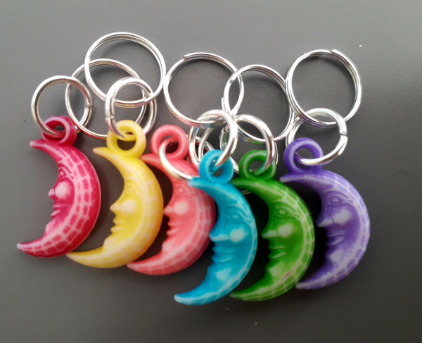 Crescent moon stitch markers