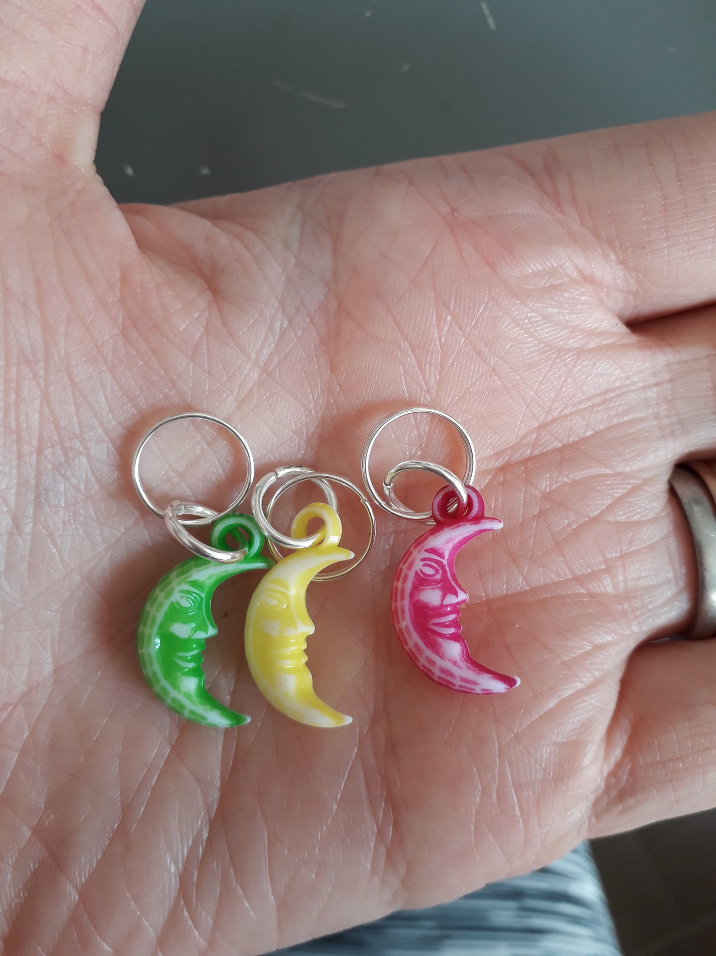 Crescent moon stitch markers