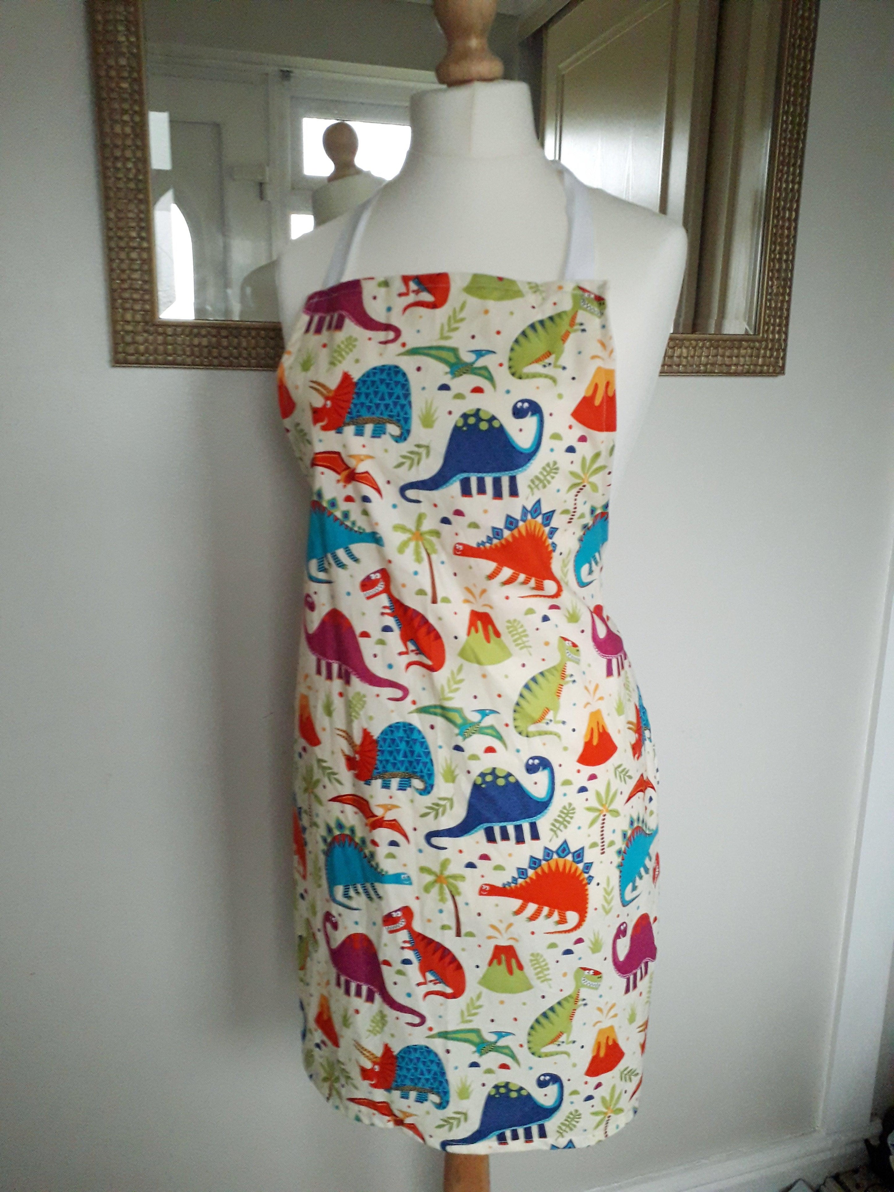 Dinosaur apron. Handmade dino apron UK. Kids dinosaur apron. Adult ...