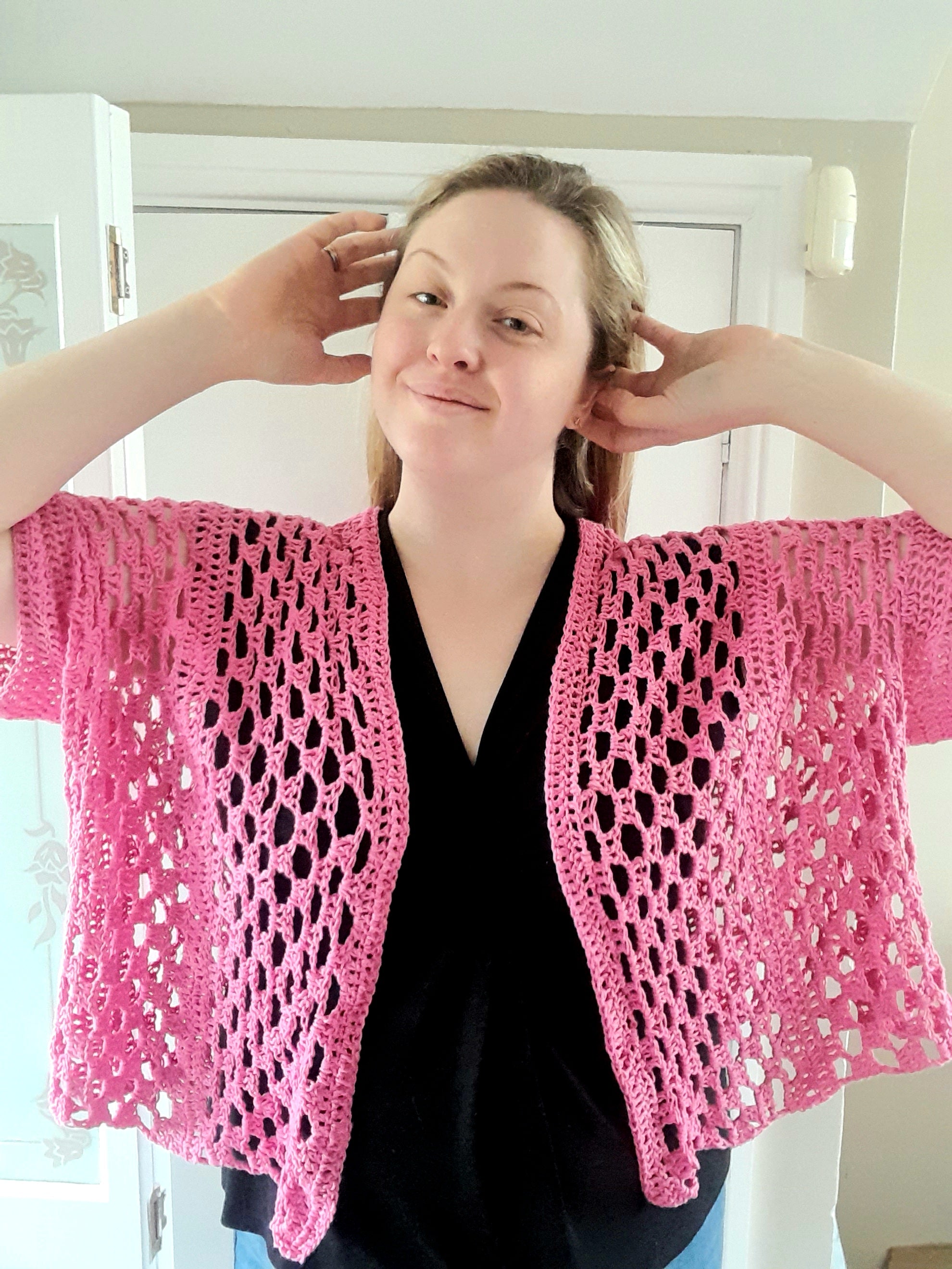 Short crochet sale cardigan