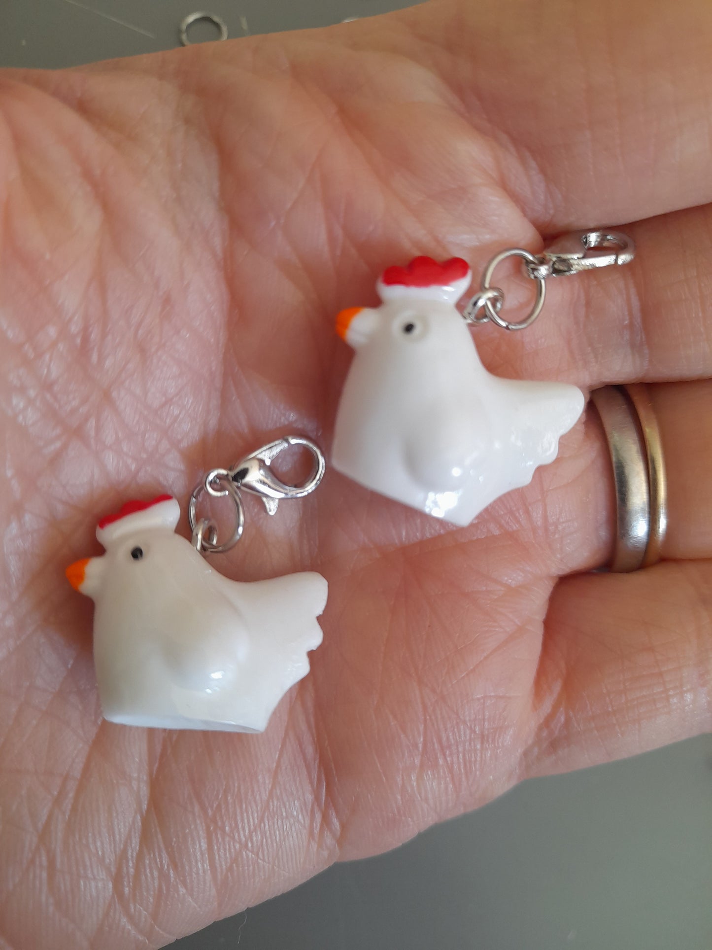 Chicken stitch markers. Stitch marker gift for knitters.. 