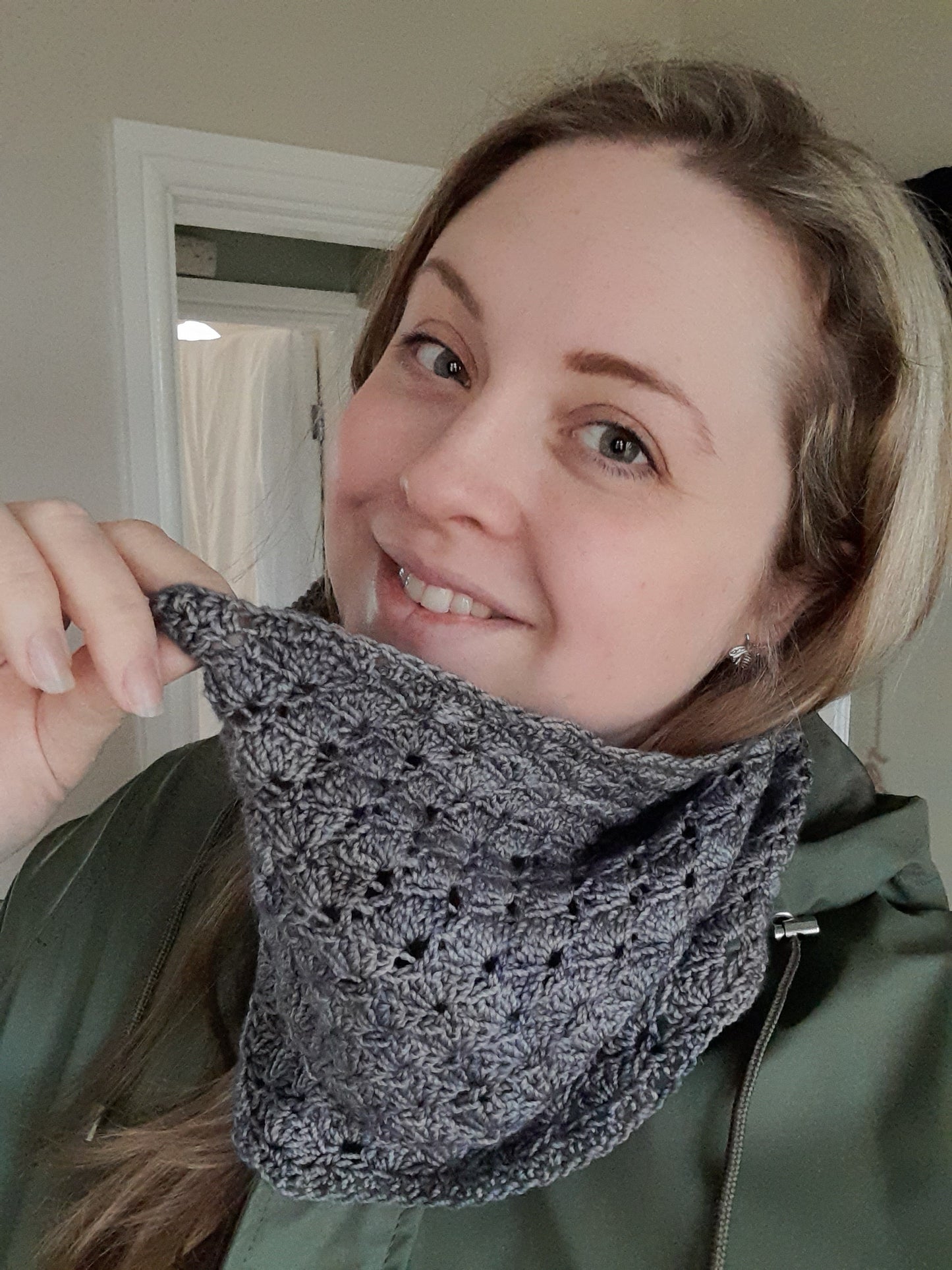 Lightweight lacy cowl pattern 