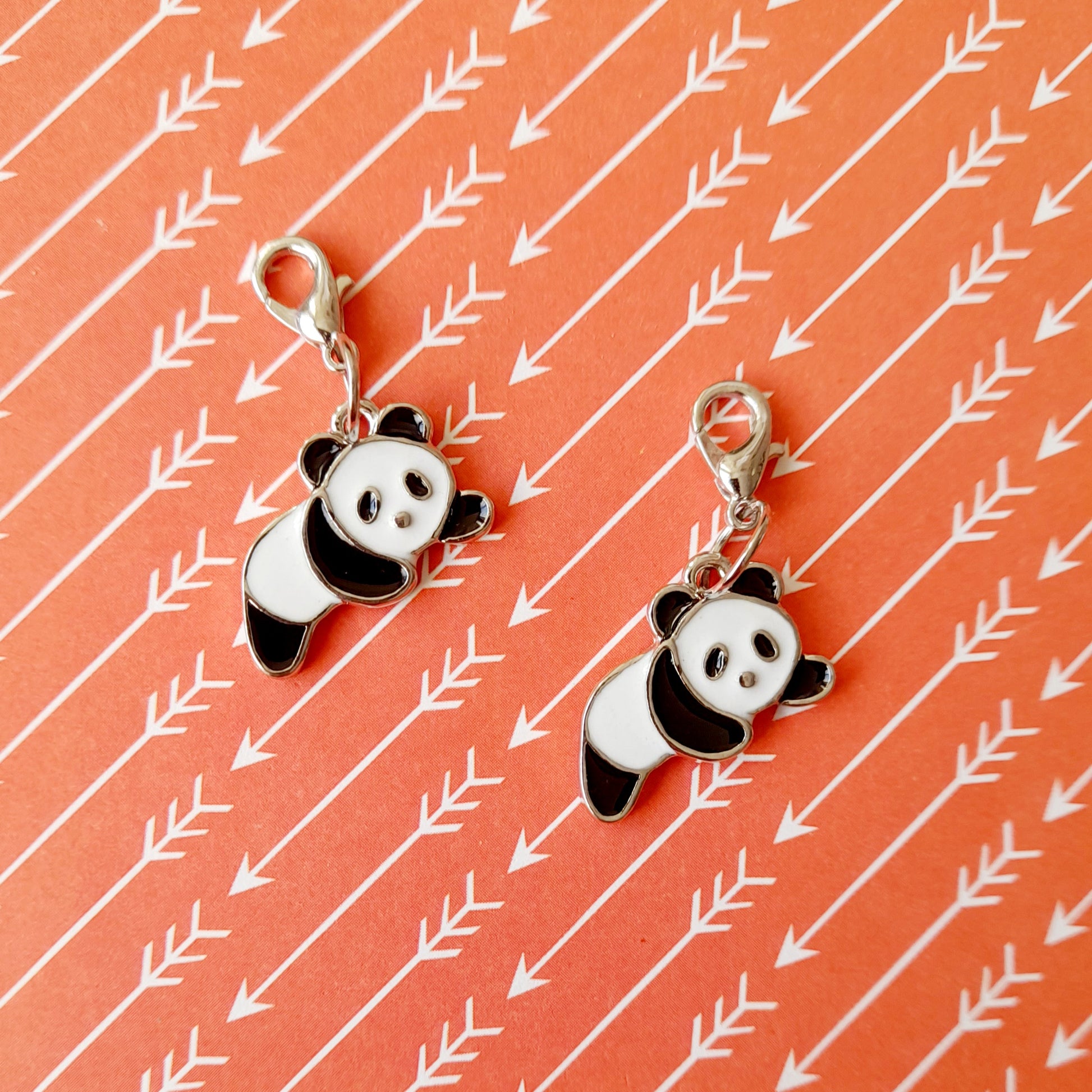 Panda stitch markers with a lobster clasp