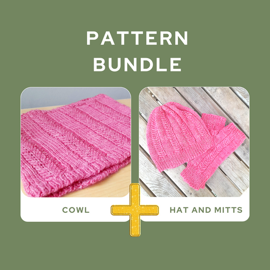 Hatchmere bundle. Hat, fingerless gloves and cowl complete pattern set.