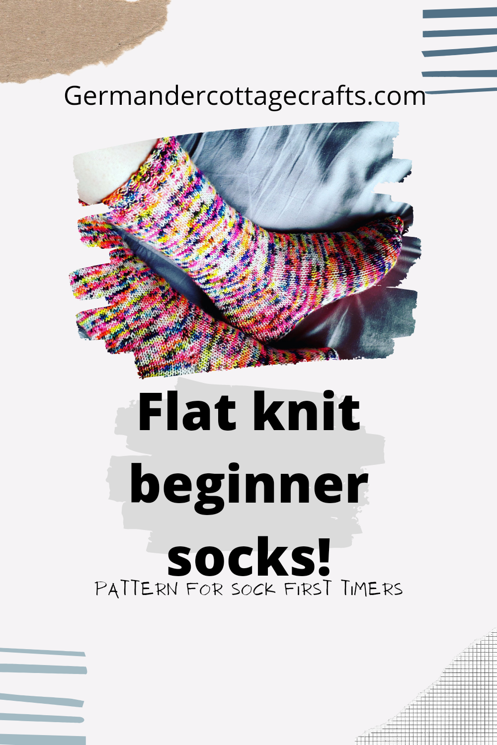 Two needle sock knitting pattern. Easy beginner socks with 4ply yarn. Beginner socks. Easy socks to learn to make socks.