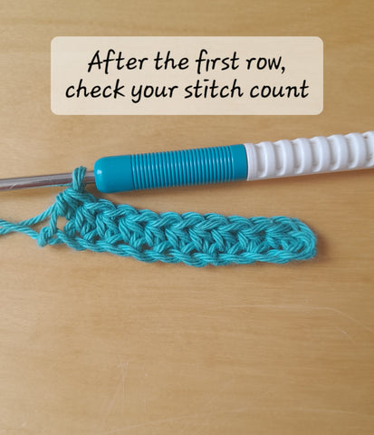 Check your stitch count at the end of a row to make sure that your stitches are even.
