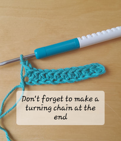 The turning chain in crochet counts as a stitch. Don't forget to make a turning chain at the end of a row.