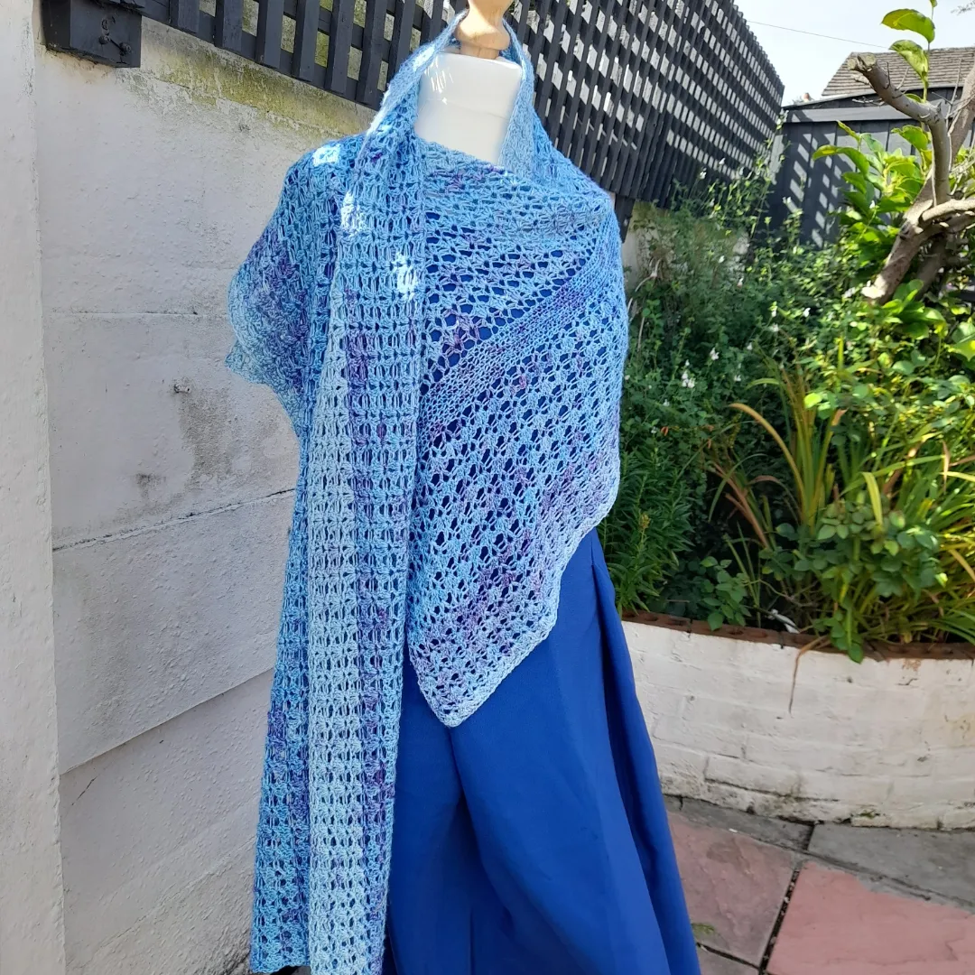 Free crochet shawl pattern. V stitch crochet lace, How to crochet a shawl.