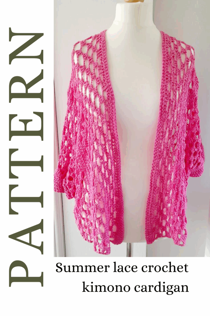 Crochet cardigan pattern free. Free crochet kimono cardigan PDF. Free crochet patterns using mesh stitch. How to crochet lace.