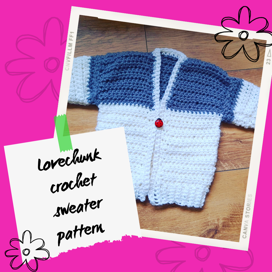 Easy baby crochet cardigan: Lovechunk sweater.