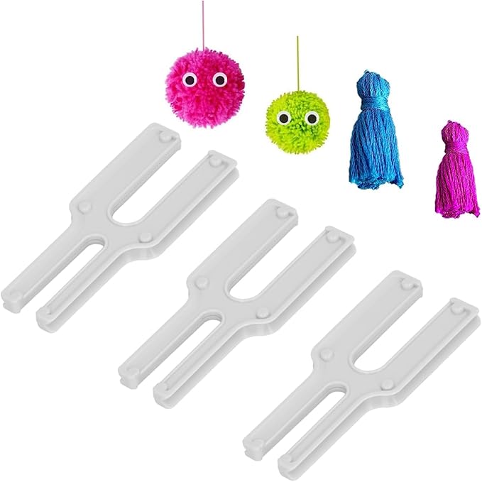 Easy pom pom makers for arthritic hands. The image shows a pom pom loom tool. Pom pom makers for children. The best pom pom makers to buy. 