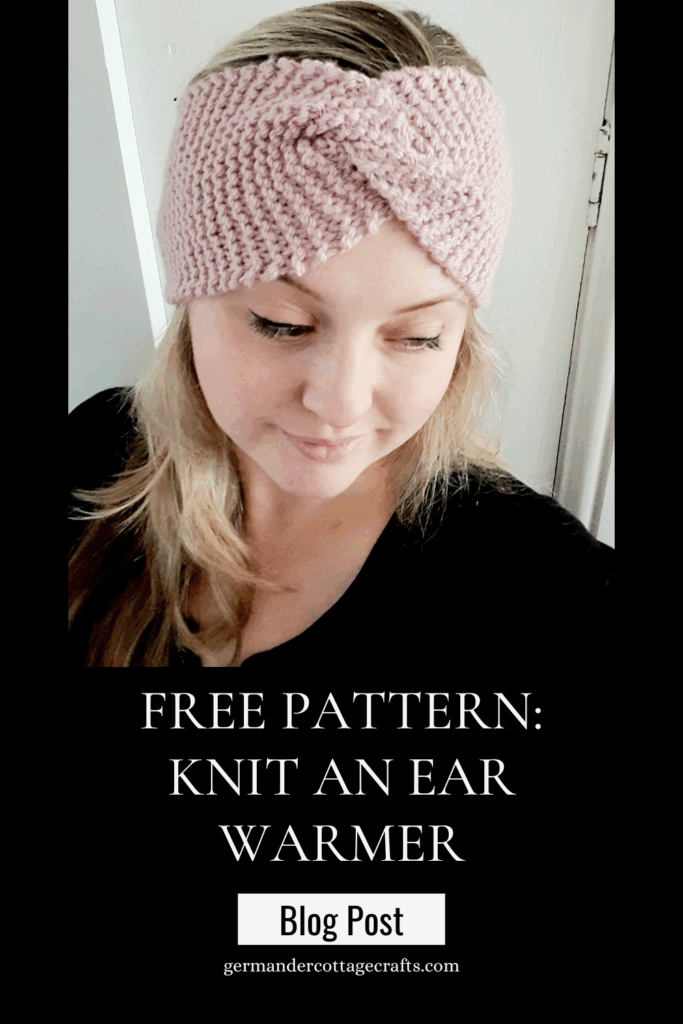 How to knit an ear warmer. Simple beginner pattern for a knit headband. How to knit for complete beginners. Learn to knit the garter stitch. Woman wearing a knit headband.